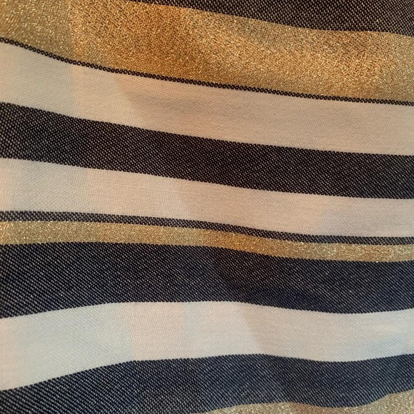 J Crew Shiny Striped Mini Skirt Womens SZ 6 Cotton Stretch Metallic WhiteZipper - Picture 2 of 7